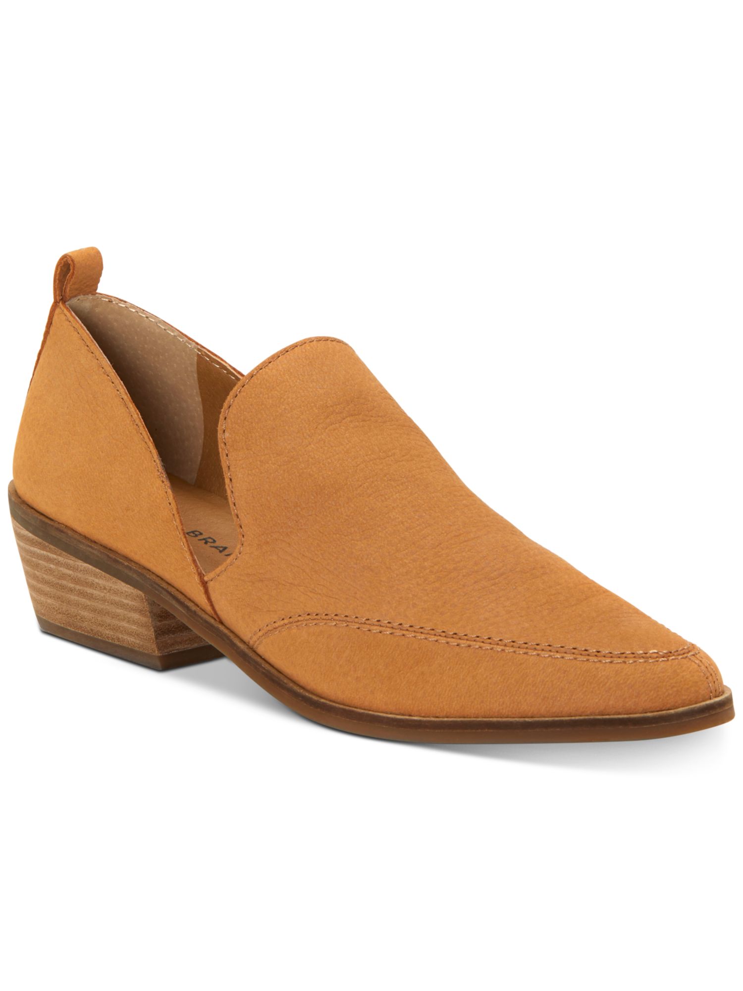 Womens Yellow Side Cutouts Western Inspired Padded Cushioned Mahzan Almond Toe Block Heel Slip On Leather Flats 10 M